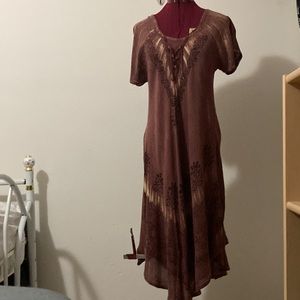 Royal Moda tie dye brown long dress. Unitalla one size fits all. made in India